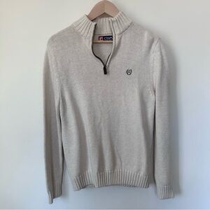 Chaps Men's Cream Zip Mock-Collar Sweater